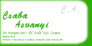 csaba asvanyi business card